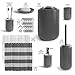 Clara Clark Bathroom Set - Gray Bathroom Accessories Set, 20PC Bathroom Accessory Set, Shower Curtain Set with Liner, Toothbrush Holder, Soap Dispenser, Soap Dish, Toilet Brush Holder, and Trash Can