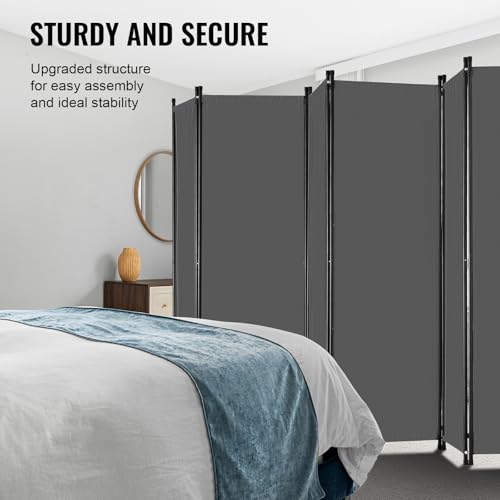 VEVOR Room Divider, 6 Panel Room Divider, Folding Privacy Screen and Portable Partition Divider for Room Separation, Freestanding Room Partitions for Office, Bedroom, Study, Grey by VEVOR - Used condition - Image 4