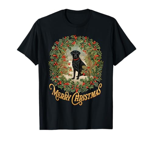 Lustiger schwarzer Labrador Retriever Weihnachten für Hundeliebhaber T-Shirt