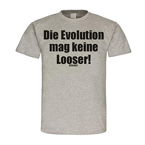 T-shirt Evolution Charles Darwin gris L avec inscription en allemand