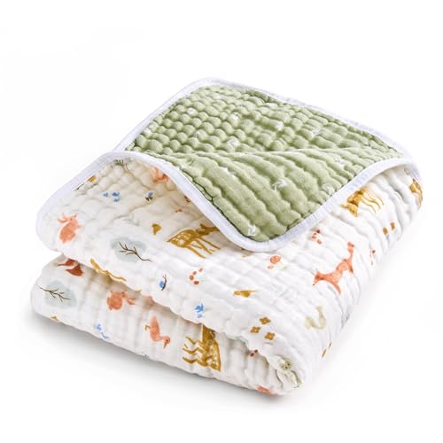 Image of aden + anais Essentials Dream Blanket, Muslin Baby Blankets for Girls & Boys, Ideal Lightweight Newborn Nursery & Crib Blanket, Unisex Toddler & Infant Bedding, Shower & Registry Gift, Sage Woodland