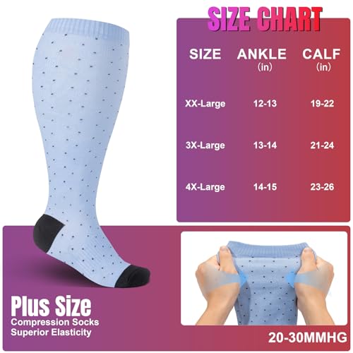 Image of bropite 3 /4 Pairs Plus Size Compression Socks for Women & Men 20-30 mmhg-Extra Wide Calf Support Socks for Medical,Running