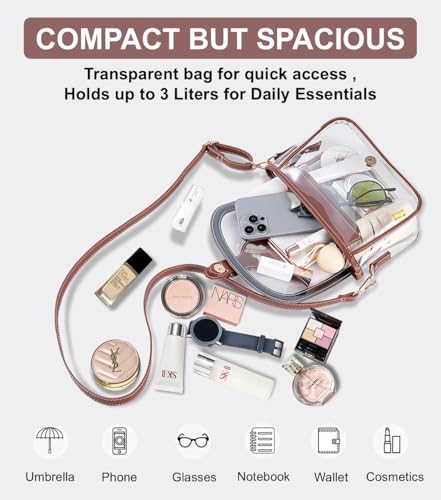 Image of Clear Bag for Stadium Events, Stadium Approved Clear Crossbody Bag for women,Waterproof Saddle bag for Concert