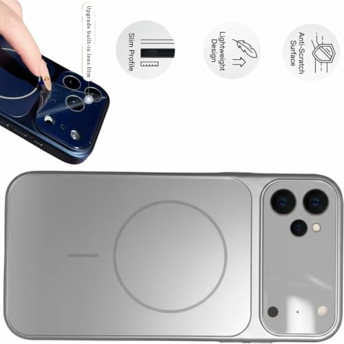 Image of for iPhone 12 |Convert to 17 pro /17 Pro Max Style Premium Back Glass Magsafe Wireless Charge Converter Cover Magnetic Case for iPhone 12 |Convert to 17 pro /17 Pro Max (Silver)