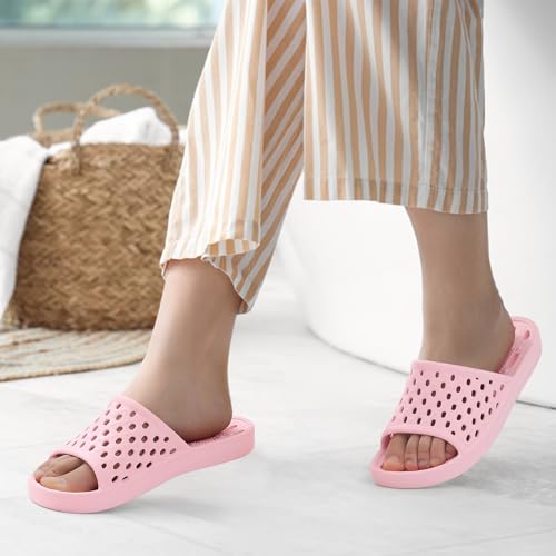 Image of Litfun Shower Shoes for Women Non-Slip Quick Dry Shower Slippers Lightweight Pool Sandals with Drain Holes for College Dorm, Beach, Bathroom & Gym