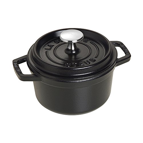 Image of STAUB Cast Iron Dutch Oven 0.75-qt Round Cocotte, Made in France, Serves 1, Matte Black