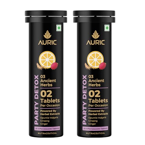 Image of Auric Party Detox Effervescent Tablet - Drop, Fizz & Drink - 40 Tablets