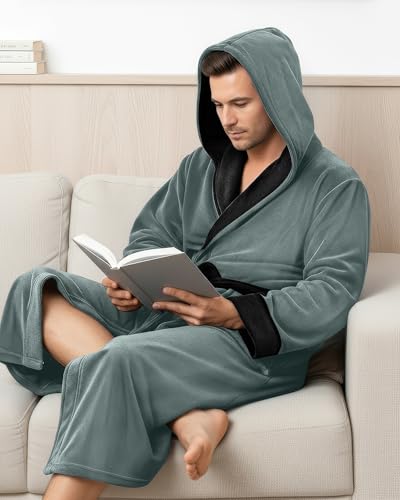 Image of NY Threads Mens Hooded Robe - Plush Long Bathrobes for Men