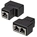 Produktbild Netzwerk-Coupler-Adapter (1 Stück) - Eine Ethernet/Internet-Verbindung an 2 PCs nutzen (Nicht gleichzeitig) - 1 zu 2 RJ45 Buchsen Port Splitter LAN Verlängerung - rj-45 Y-Kabel Cable-Sharing-Adapter