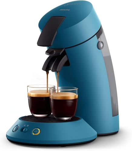 Senseo Original Plus, Macchina da caffè con cialde, scelta dell'intensità del caffè, tecnologia Coffee Boost, plastica riciclata, blu pavone (CSA210/00)