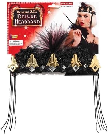 Forum Novelties Roaring 20's Deluxe Black and Gold Flapper Headband image 5