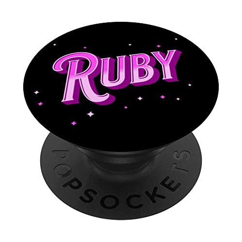 Ruby Name Personalised PopSockets Swappable PopGrip, Black