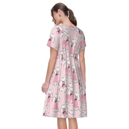 Robe d'été caniche doodle pour femme à manches courtes et coupe décontractée