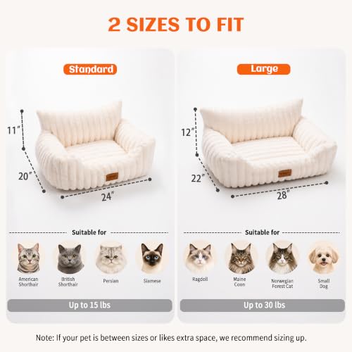 PETKARAY Cat Couch Bed, 24'' Soft Sofa for Indoor Cats, Machine Washable - Image 2