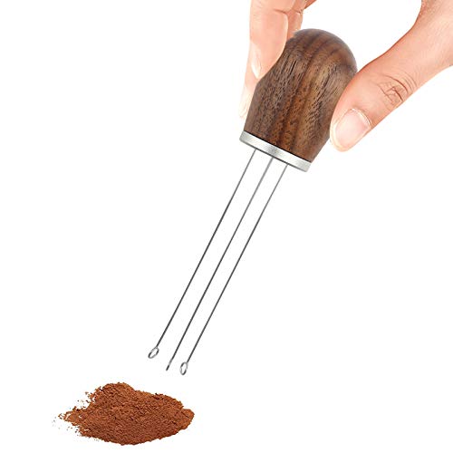 F FINEC Espresso Coffee Stirrer WDT Tool Coffee Distribution Tool Needle Professional Espresso Stirring Distribution Coffee Powder Hand Tamper Distributor Walnut