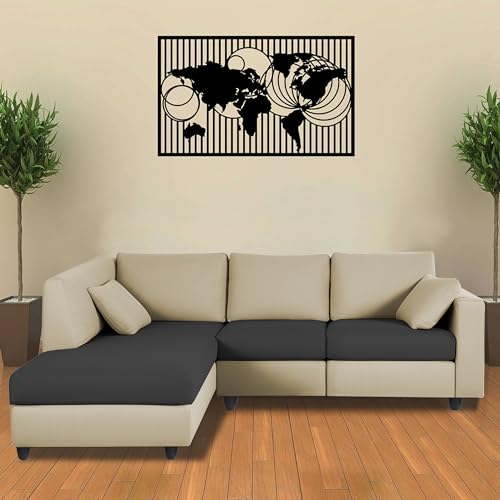 Image of Florian LHS 4 Seater L Shape Sofa Set for Living Room (Cream Black Fabric) Premium Fabric Sofa