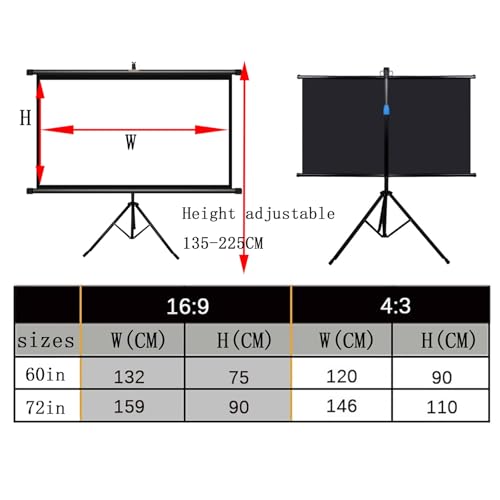 Pantalla para proyector 72 pulgadas 4:3 con trípode ajustable miniatura 7