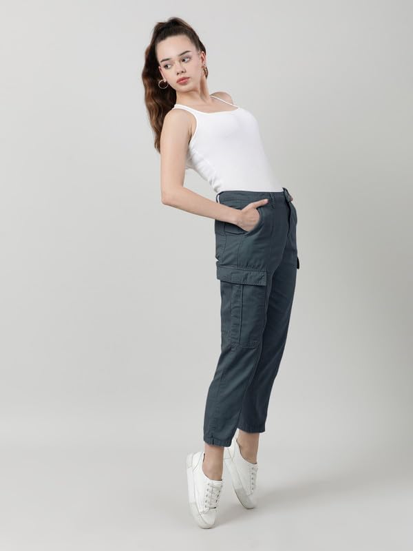 Image of IVOC Women Paneled Multi-Pocket 100% Cotton Cargo Pants