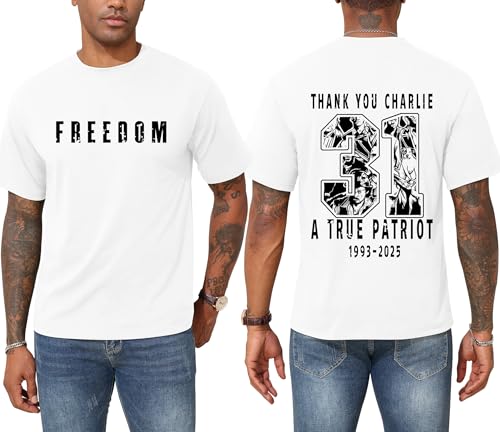 KESIHAN Freedom Shirt Charlie Kirk Thank You 31 Charlie Kirk T Shirt American Patriotic Freedom Graphic Shirts for Men
