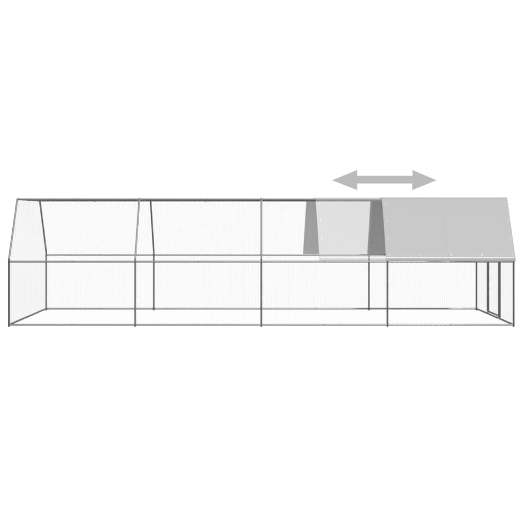 Jaula para pollos al aire libre, 3 x 8 x 2 m, de acero galvanizado, gallinero, para pequeños animales, para gallinas, patos y otros animales pequeños, práctico y espacioso