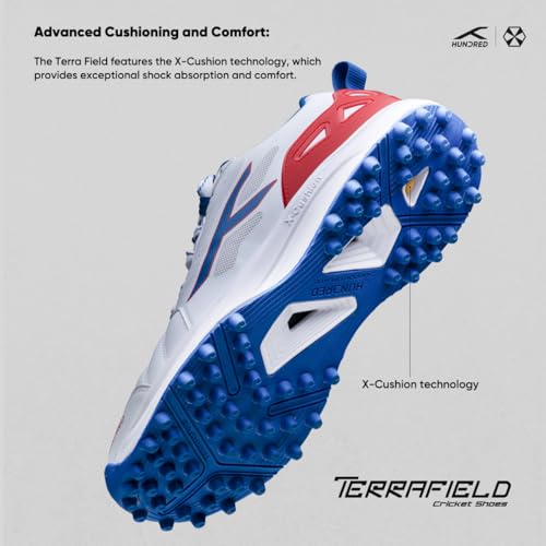 Image of Hundred TerraField Cricket Shoes | TerraSpike Rubber Studs | Embedded Support Plate for Stability | Lightweight & Durable | Ideal for Turf, Ground & Hard Surfaces | for Men