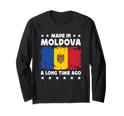 Made in Moldova a Long Time Ago Proud Moldovan Moldova Flag Manche Longue