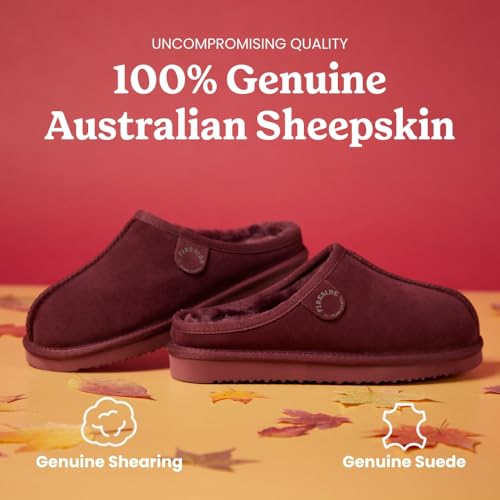 Image of Fireside by Dearfoams Women's Greta Genuine Shearling Clog Slippers, 100% Natural Suede Clogs for Outdoor & Indoor