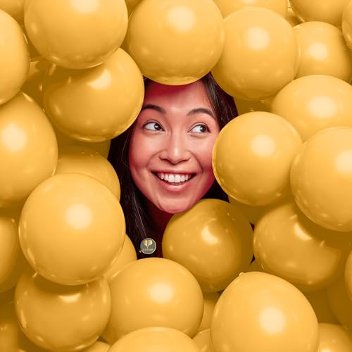 Image of AFTERLOON Natural Rubber Latex Mini Balloons 50 pcs Apricot Yellow 5 Inch, Plastic-Free Alternative Matte Color Durable Thickened Extra Strong Helium Float, Baby Shower Garland Arch Wedding Decor