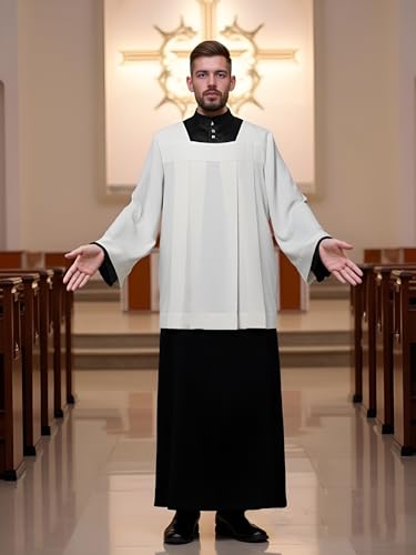 Catholic Premium Clergy Cassock White Pleated Surplice Church Robes for Men Church Vestment2