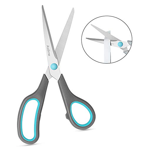 Scissors Set of 4, Premium Stainless Steel Razor Blades, Semi-Soft Rubber Grip, Suitable for School, Office and Family Daily Use, Blue&Gray
