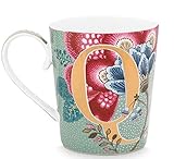 Porcelana PIP STUDIO 51002266 Floral Fantasy Alphabet - Taza (0,35 L, 1 unidad), color azul claro