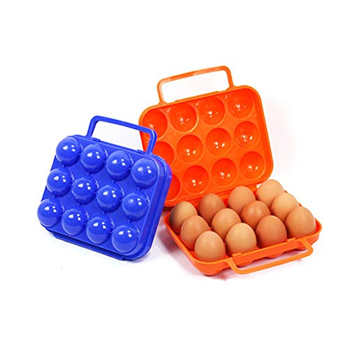 YA-Uzeun Portable12 Eggs Plastic Container Holder Folding Egg Storage Box Handle Case