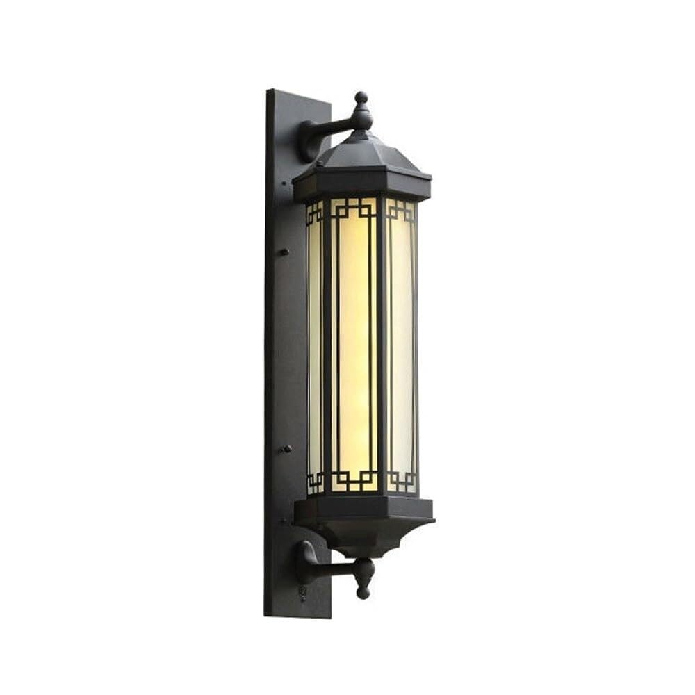 OZBMA Matte Black Outdoor Wall Lamp Glass Shade Light Retro Porch Sconce for Villa Door Hall Garden Patio Decoration Lantern(50cm/19.6in) (size_name 80cm/31.4in)