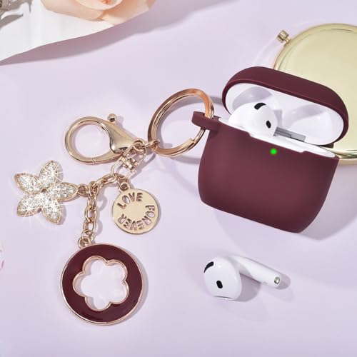 Image of Case Compatible With Apple Airpods 4 - VISOOM Airpods 4 Cases 2024 Cover Women Anti-Drop Silicone iPods 4 Earbuds Wireless Accessorie Charging Cases Girl Bling Keychain for Airpod Ipods 4th Generation