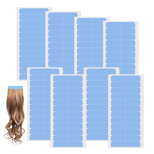 dinghaole 96 Stück Ersatztapes Klebestreifen, Hair Klebeband, Ersatz Tapes für Tape In Hair Extensions Echthaar, Perückenband Doppelseitige Klebebänder, Perücken (Blau)