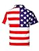 Boys American Flag Patriotic Golf Polo 4th of July Stars Stripes Pieced Toddler Kids Button Down Shirt, Red, Small