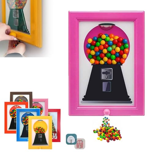 Artévita Bilderrahmen Süßigkeitenspender - Wandmontierter Candy Dispenser Automat für Home Office, Dekorative Süßigkeiten Spender mit Schnelle Verteilung (Rosa)