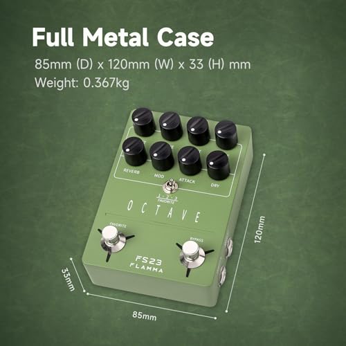Image of FLAMMA Octave Guitar Pedal FS23 Pitch Shifter Pedal with Modulation, Reverb, and Slow-attack for Electric Guitar, True Bypass
