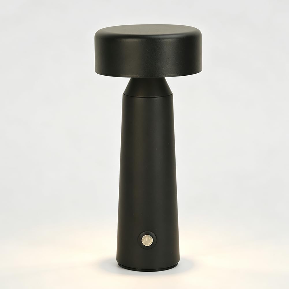 Akku Tischlampe Kabellos LED Dimmbar Innen Tischleuchte Schwarz USB Aufladung Batteriebetrieben Nachttischlampe, Leselampe, 3 Helligkeitsstufen Nachttischlampe Stilvolle Beleuchtung Lichter