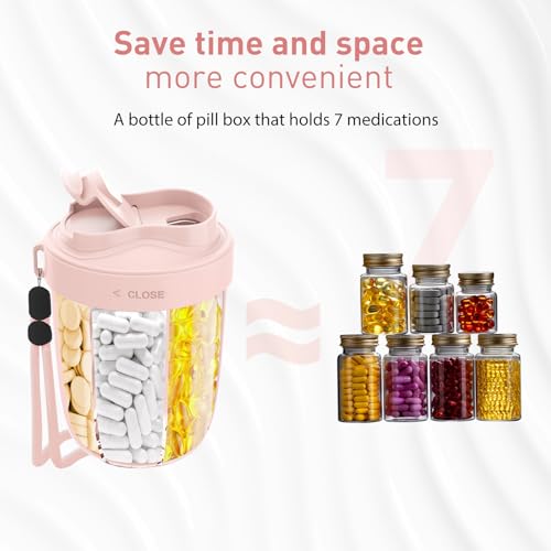 Image of Pill Dispenser with 7 Large Compartments - Portable Pill Organizer for Travel