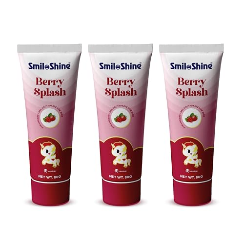 Image of SmiloShine kids toothpaste 2-5 years 80g x 3 Pack Plaque Removal, No Artificial Flavors, Prevents Cavities, Effective Oral Care (Strawberry)