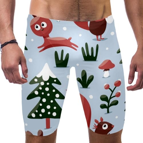 Pantalones cortos de natación elásticos con ardilla de Navidad