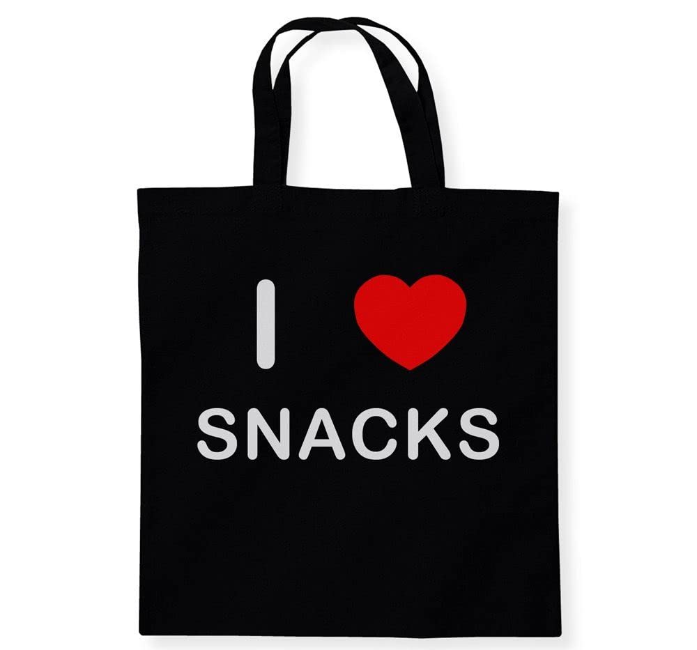 I Love Snacks - Black Cotton Tote Bag
