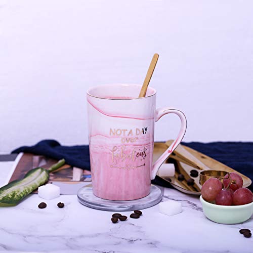Jumway Not A Day Over Fabulous Mug - Birthday Gifts For Women - Funny Birthday Gift Ideas For Her,Friends, Coworkers, Her, Wife, Mom, Daughter, Sister, Aunt Ceramic Marble Mug 14 Oz Pink #TOP4