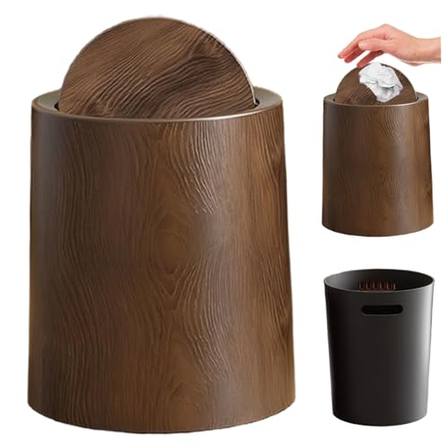 Bote de basura para baño nogal con tapa abatible y cubo desmontable 5