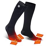 SNOW DEER Heated Socks,2021 Upgraded 7.4V Rechargeable Battery Electric Socks for Men Women,Winter Cold Weather Warm Socks for Huting Fishing Camping Hiking Skiing Foot Warmer