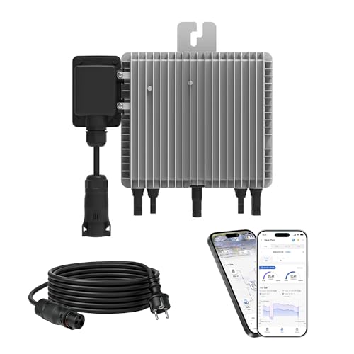 DEYE Mikro-Wechselrichter 800 W SUN-M80G4-EU-Q0 inkl. 5m Anschlusskabel für Balkonkraftwerk IP67 wetterfest Plug&Play Installation 2 MPPT WiFi Micro Inverter