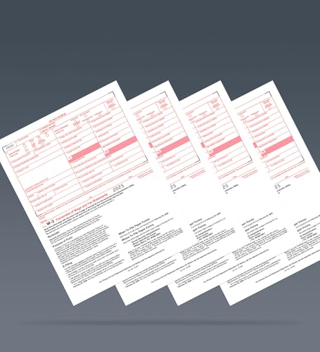 W3 Transmittal Tax Forms 2025, 10 Form W-3 Summary Forms for Transmittal of Wage and Tax Statements, Compatible with QuickBooks and Accounting Software, for Laser or Inkjet Printers