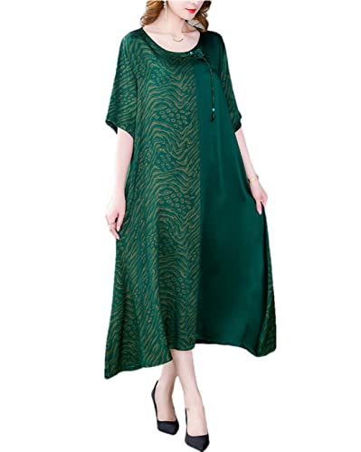 Robe longue d'été en satin fluide et manches mi-longues EN8 confort XXXL