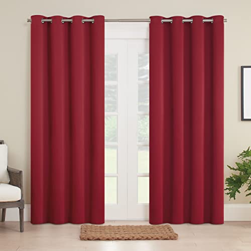 Eclipse Bradford Waterproof Blackout Thermal Insulated Grommet Outdoor Curtain For Patio Or Porch (1 Panel), 52 In X 63 In, Red #TOP1